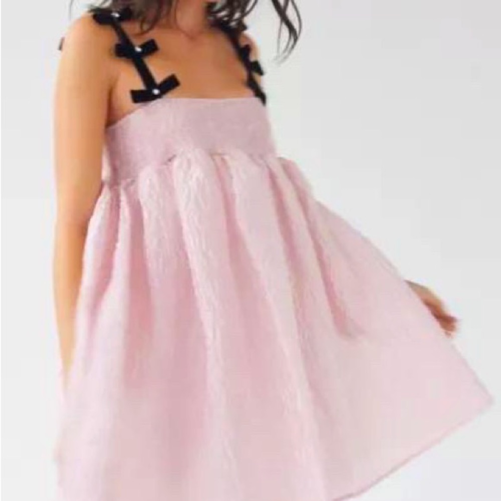 Sister Jane Bow Strap Mini Babydoll Dress